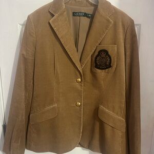 Tan Corduroy Blazer with Crest